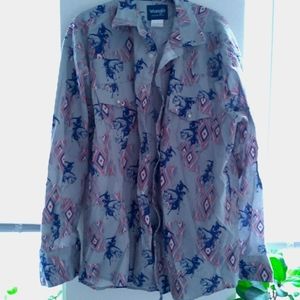 Wrangler western shirts cowboy print, XL blue